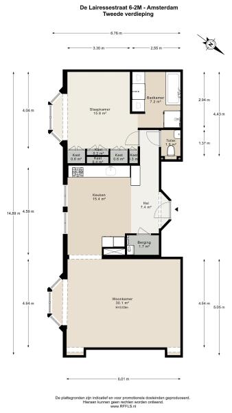 Floor Plan 1 - De Lairessestraat 6 2M